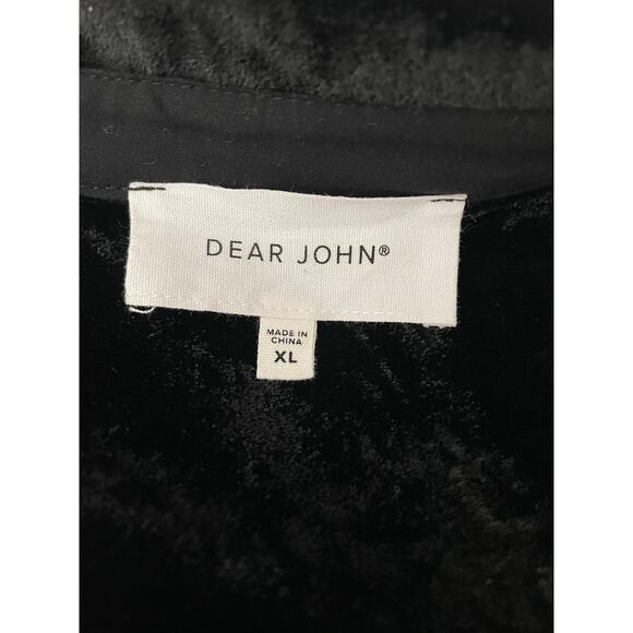 Dear John Denim Black Velvety Luxe Button Down Long Sleeve Blouse Size XL - Picture 7 of 7